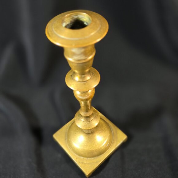 Vtg Solid Brass Candlestick Holder 7" Colonial Style MCM Pillar Taper Candles - Picture 5 of 11